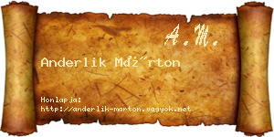 Anderlik Márton névjegykártya